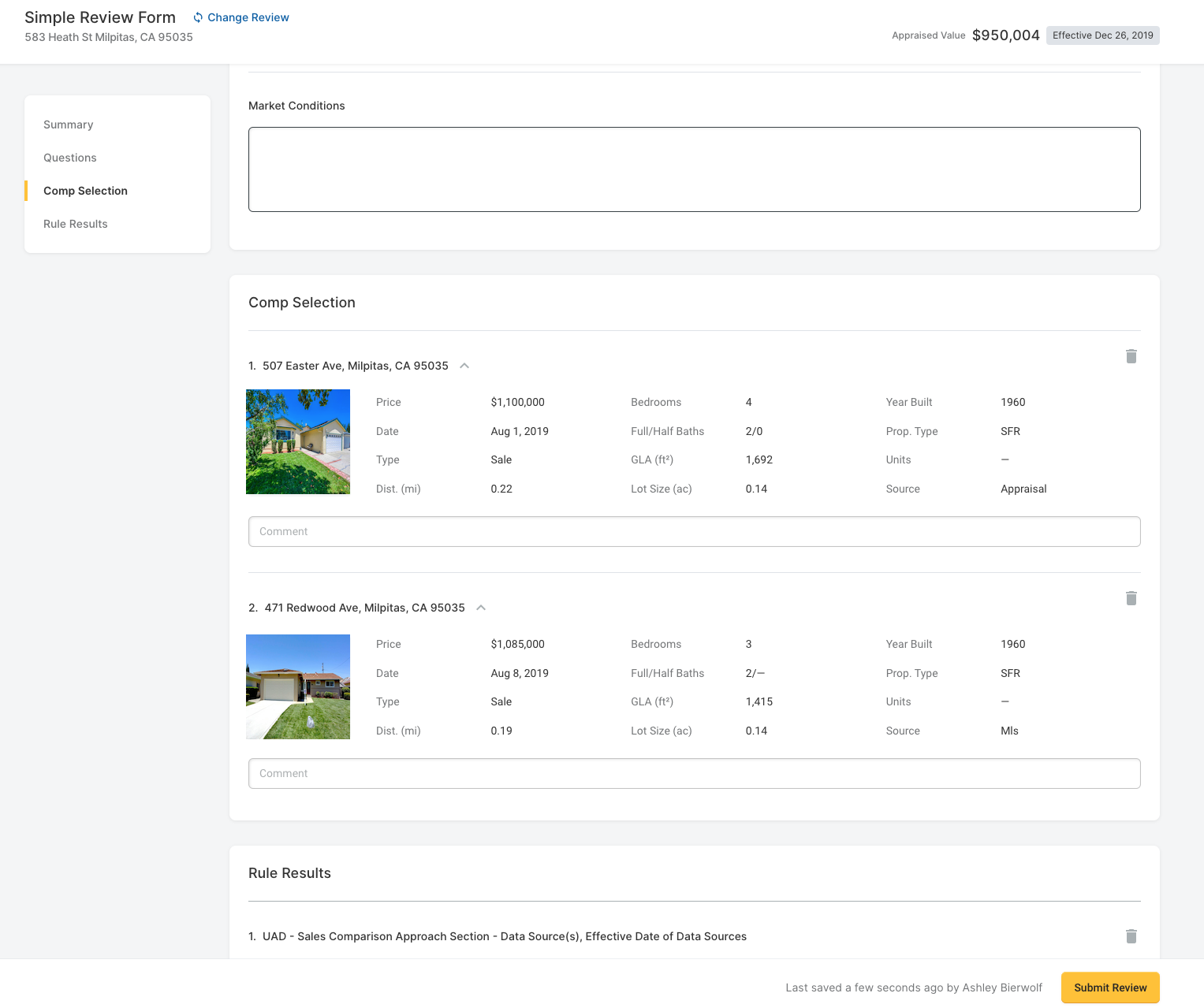 Separate collateral review credit review